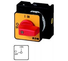 Выключатель 6п Ie=25А пол.0-1 90град. перед. креп. T3-6-13/E-RT красн. ручка EATON 004225