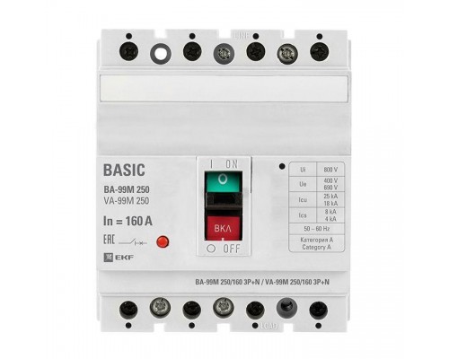 Выключатель автоматический 3п+N 250/160А 35кА ВА-99М PROxima EKF mccb99-250-160m-4P