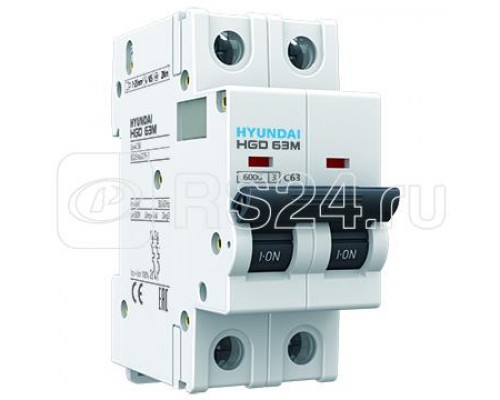 Выключатель автоматический HGD63-M 2PMCS0000C 00010 2п 10А ток к.з. 6кА хар-ка C HYUNDAI 13.04.000871