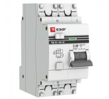 Выключатель автоматический дифференциального тока 1п+N 2мод. C 40А 30мА тип AC 4.5кА АД-32 PROxima EKF DA32-40-30-pro