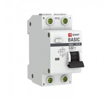 Выключатель автоматический дифференциального тока 1п+N C 32А 30мА тип АС эл. 4.5кА АД-12 Basic EKF DA12-32-30-bas