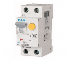 Выключатель автоматический дифференциального тока 2п (1P+N) B 16А 30мА тип AC 10кА PFL7-16/1N/B/003-G-DE EATON 263536