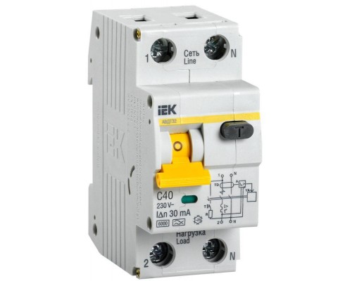 Выключатель автоматический дифференциального тока 2п (1P+N) C 40А 30мА тип A 6кА АВДТ-32 ИЭК MAD22-5-040-C-30