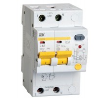 Выключатель автоматический дифференциального тока 2п C 63А 30мА тип A 4.5кА АД-12М ИЭК MAD12-2-063-C-030