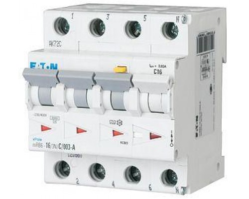 Выключатель автоматический дифференциального тока 4п (3P+N) B 16А 100мА тип A 6кА mRB6-16/3N/B/01-A EATON 120654