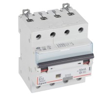 Выключатель автоматический дифференциального тока 4п B 10А 30мА тип A 6кА DX3 Leg 411223