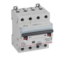 Выключатель автоматический дифференциального тока 4п B 16А 300мА тип A 6кА DX3 Leg 411229