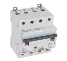 Выключатель автоматический дифференциального тока 4п B 25А 30мА тип A 6кА DX3 Leg 411226
