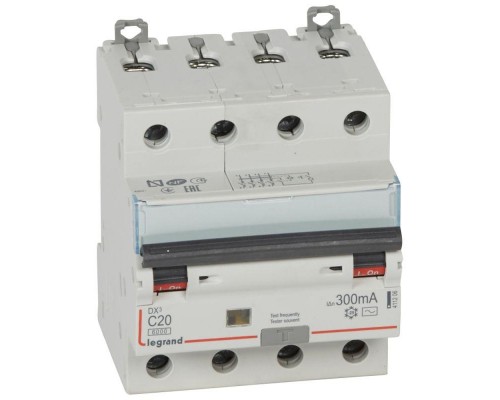 Выключатель автоматический дифференциального тока 4п C 20А 300мА тип AC 6кА DX3 Leg 411206