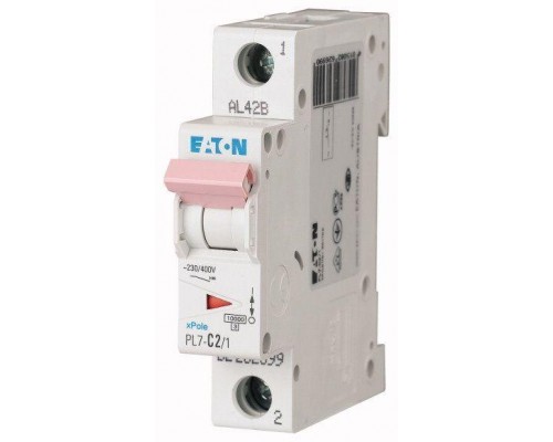 Выключатель автоматический модульный 1п C 2А 10кА PL7-C2/1 EATON 262699