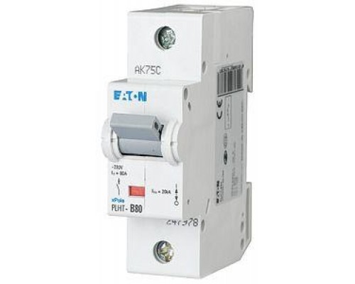 Выключатель автоматический модульный 1п D 80А 20кА PLHT-D80 EATON 247996