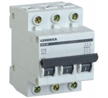 Выключатель автоматический модульный 3п C 10А 4.5кА ВА47-29 GENERICA ИЭК MVA25-3-010-C
