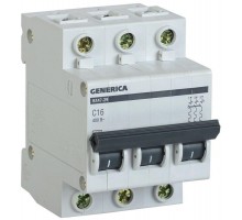 Выключатель автоматический модульный 3п C 16А 4.5кА ВА47-29 GENERICA ИЭК MVA25-3-016-C