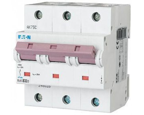 Выключатель автоматический модульный 3п C 32А 25кА PLHT-C32/3 EATON 248035