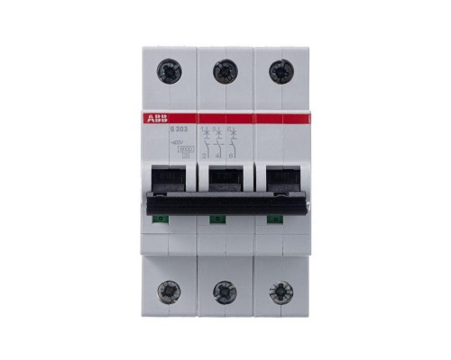 Выключатель автоматический модульный 3п K 63А 6кА S203 K63 ABB 2CDS253001R0607