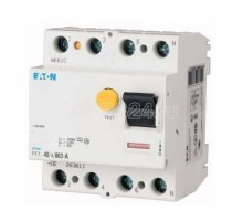 Выключатель диф. тока 4п 63/0.1А (AC) 250А КЗ 10кА для ПЧ PF7-63/4/01-U-DE EATON 263640