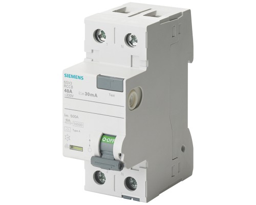 Выключатель диф. тока (УЗО) тип A 40А 1+N-п 30мА 230В 2мод. Siemens 5SV33146