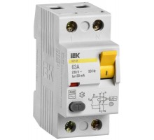 Выключатель дифференциального тока (УЗО) 2п 63А 30мА тип AC ВД1-63 ИЭК MDV10-2-063-030