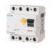 Выключатель дифференциального тока (УЗО) 4п 25А 30мА тип A 10кА PF7 4мод. EATON 263608