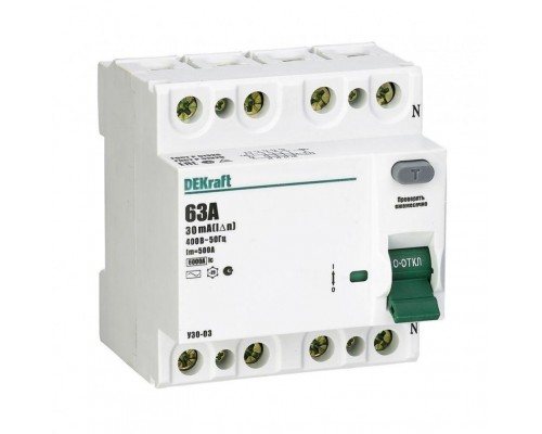 Выключатель дифференциального тока (УЗО) 4п 63А 30мА тип AC 6кА УЗО-03 SchE 14081DEK