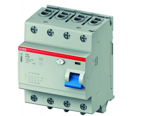 Выключатель дифференциального тока (УЗО) 4п 63А 30мА тип A F404A K63/0.03 ABB 2CCF544310E0630