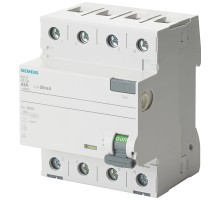 Выключатель дифференциального тока (УЗО) тип. A 63A 3+N-пол. 30мА 400В 4мод. Siemens 5SV33466
