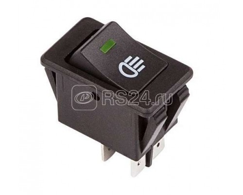 Выключатель клавишный 12В 35А (4с) ON-OFF с зел. LED подсветкой (ASW-17D) Rexant 36-4441