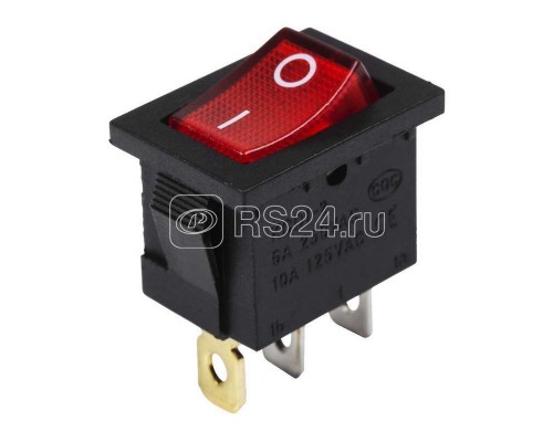 Выключатель клавишный 24В 15А (3с) ON-OFF красн. с подсветкой Mini Rexant 36-2165