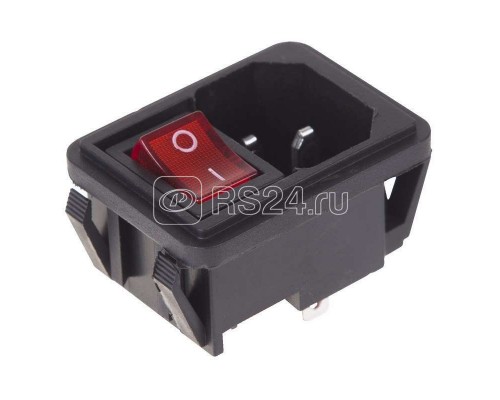 Выключатель клавишный 250В 10А (4с) ON-OFF красн. с подсветкой и штекером C14 3PIN (RWG-112) Rexant 36-2270
