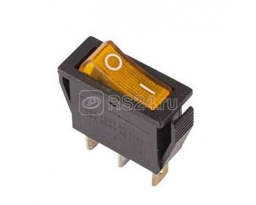Выключатель клавишный 250В 15А (3с) ON-OFF RWB-404 SC-791 IRS-101-1C желт. с подсветкой Rexant 36-2212