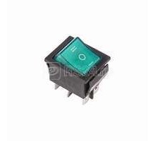Выключатель клавишный 250В 15А (6с) On-Off-On с подсветкой зел. (RWB-509 SC-767) Rexant 36-2392