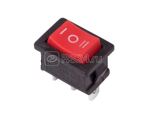 Выключатель клавишный 250В 6А (3с) ON-OFF-ON красн. с нейтралью Mini (RWB-205; SC-768) REXANT 36-2144