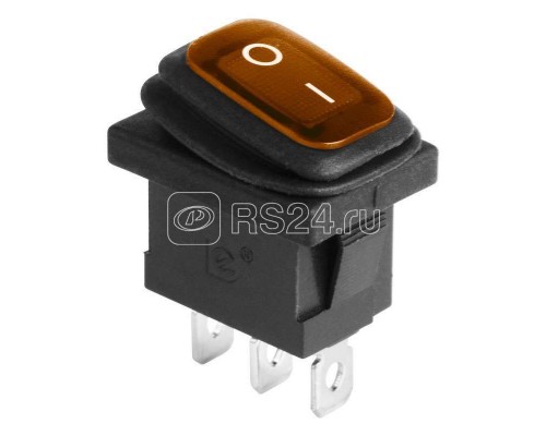 Выключатель клавишный 250В 6А (3с) ON-OFF желт. с подсветкой Mini ВЛАГОЗАЩИТА Rexant 36-2177
