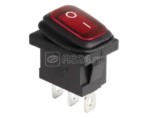 Выключатель клавишный 250В 6А (3с) ON-OFF красн. с подсветкой Mini ВЛАГОЗАЩИТА Rexant 36-2175
