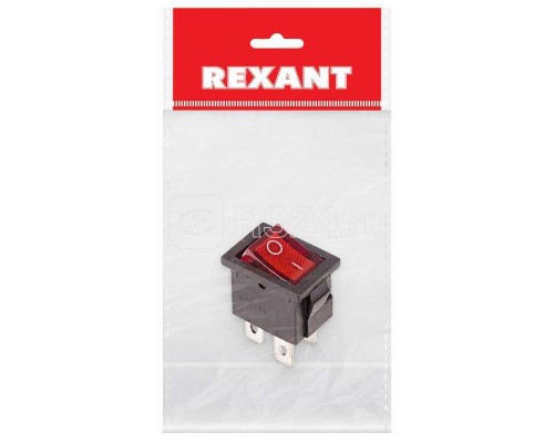 Выключатель клавишный 250В 6А (4с) ON-OFF красн. с подсветкой Mini (RWB-207 SC-768) (инд. упак.) Rexant 36-2190-1