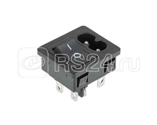 Выключатель клавишный 250В 6А (4с) ON-OFF с штекером C8 2PIN черн. Rexant 36-2284