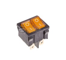 Выключатель клавишный 250В 6А (6с) ON-OFF желт. с подсветкой ДВОЙНОЙ Mini (RWB-305) Rexant 36-2162