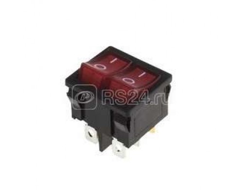 Выключатель клавишный 250В 6А (6с) ON-OFF красн. с подсветкой ДВОЙНОЙ Mini (RWB-305) Rexant 36-2160