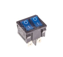 Выключатель клавишный 250В 6А (6с) ON-OFF син. с подсветкой ДВОЙНОЙ Mini (RWB-305) Rexant 36-2161