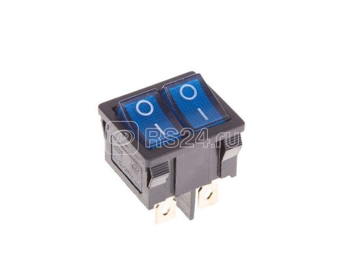 Выключатель клавишный 250В 6А (6с) ON-OFF син. с подсветкой ДВОЙНОЙ Mini (RWB-305) Rexant 36-2161