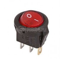 Выключатель клавишный круглый 250А 3А (3с) ON-OFF красн. с подсветкой Micro (RWB-106 SC-214) REXANT 36-2530