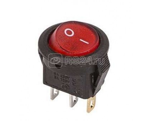 Выключатель клавишный круглый 250А 3А (3с) ON-OFF красн. с подсветкой Micro (RWB-106 SC-214) REXANT 36-2530