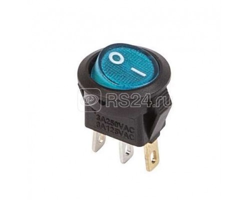 Выключатель клавишный круглый 250В 3А (3с) ON-OFF син. с подсветкой Micro (RWB-106 SC-214) Rexant 36-2531