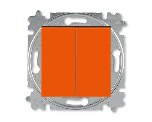 Выключатель кнопочный 2-кл. СП Levit IP20 оранж./дым. черн. ABB 2CHH598745A6066