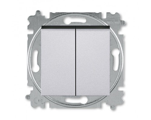 Выключатель кнопочный 2-кл. СП Levit IP20 серебр./дым. черн. ABB 2CHH598745A6070