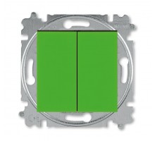 Выключатель кнопочный 2-кл. СП Levit IP20 зел./дым. черн. ABB 2CHH598745A6067