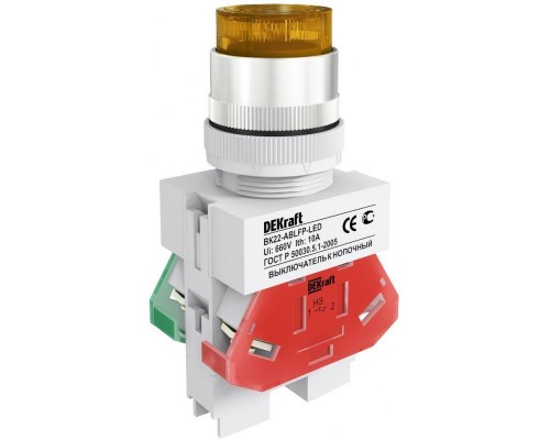 Выключатель кнопочный ABLFP 22мм LED 220В ВК-22 желт. SchE 25028DEK