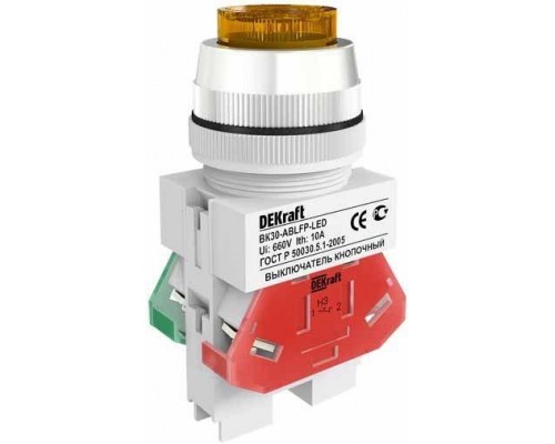 Выключатель кнопочный ABLFP 30мм LED 220В ВК-30 желт. SchE 25049DEK