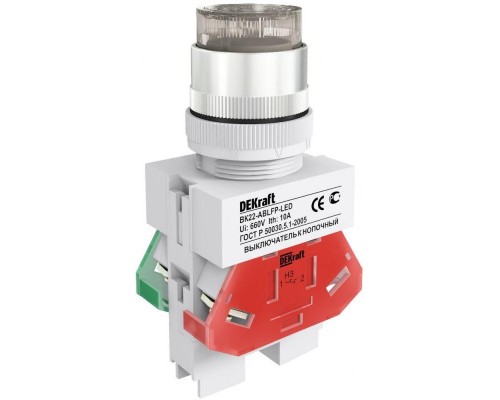 Выключатель кнопочный с фикс. ABFP 22мм бел. LED 220В ВК-22 SchE 25137DEK
