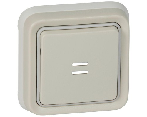 Выключатель кнопочный СП PLEXO 10А НО+НЗ с подсветкой с ламп. бел. Leg 069861